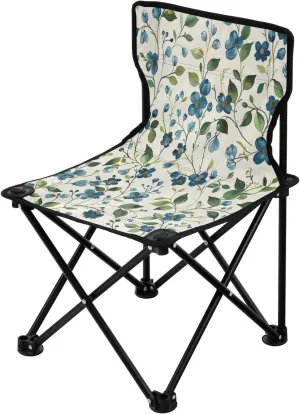 Beautiful Vintage Flower Portable Outdoor Folding Chair Anti-Slip Padded Oxford Cloth Stool Camping Chair Small for Beach Hiking Fishing Gardening Quad Camp Chair