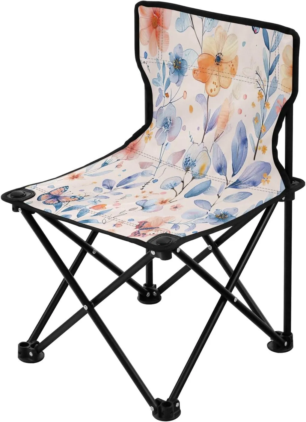 Beautiful Wildflowers Portable Outdoor Folding Chair Anti-Slip Padded Oxford Cloth Stool Camping Chair Small for Beach Hiking Fishing Gardening Quad Camp Chair