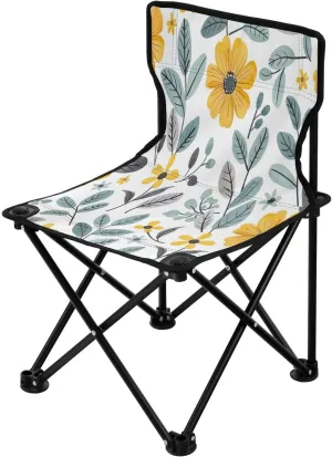 Beautiful Wildflowers Portable Outdoor Folding Chair Anti-Slip Padded Oxford Cloth Stool Camping Chair Small for Beach Hiking Fishing Gardening Quad Camp Chair