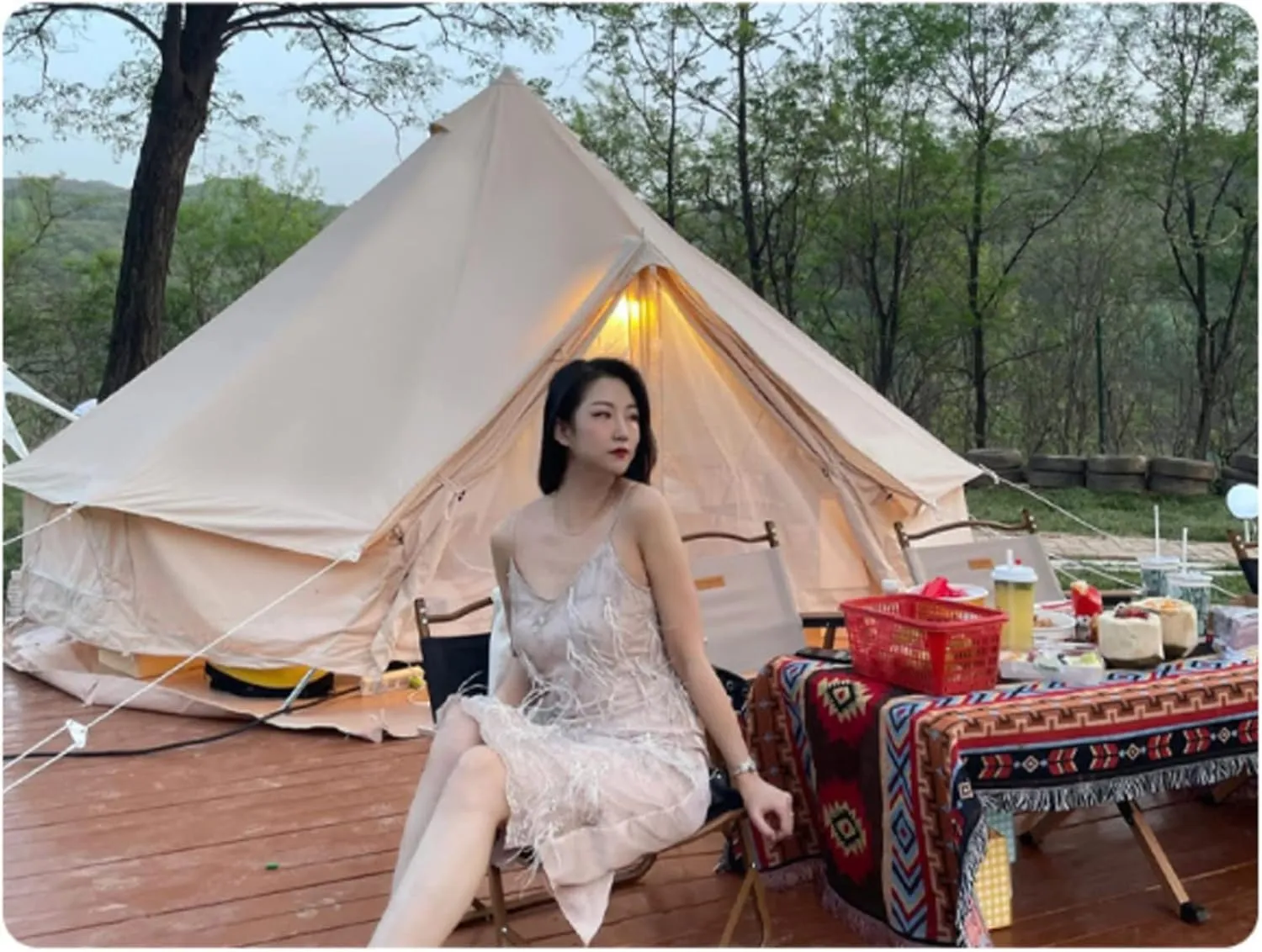 Bell Tent - Luxury All Season Tent for Camping & Glamping Made from Premium & Breathable 3/4m Yurt Tent for Family Camping