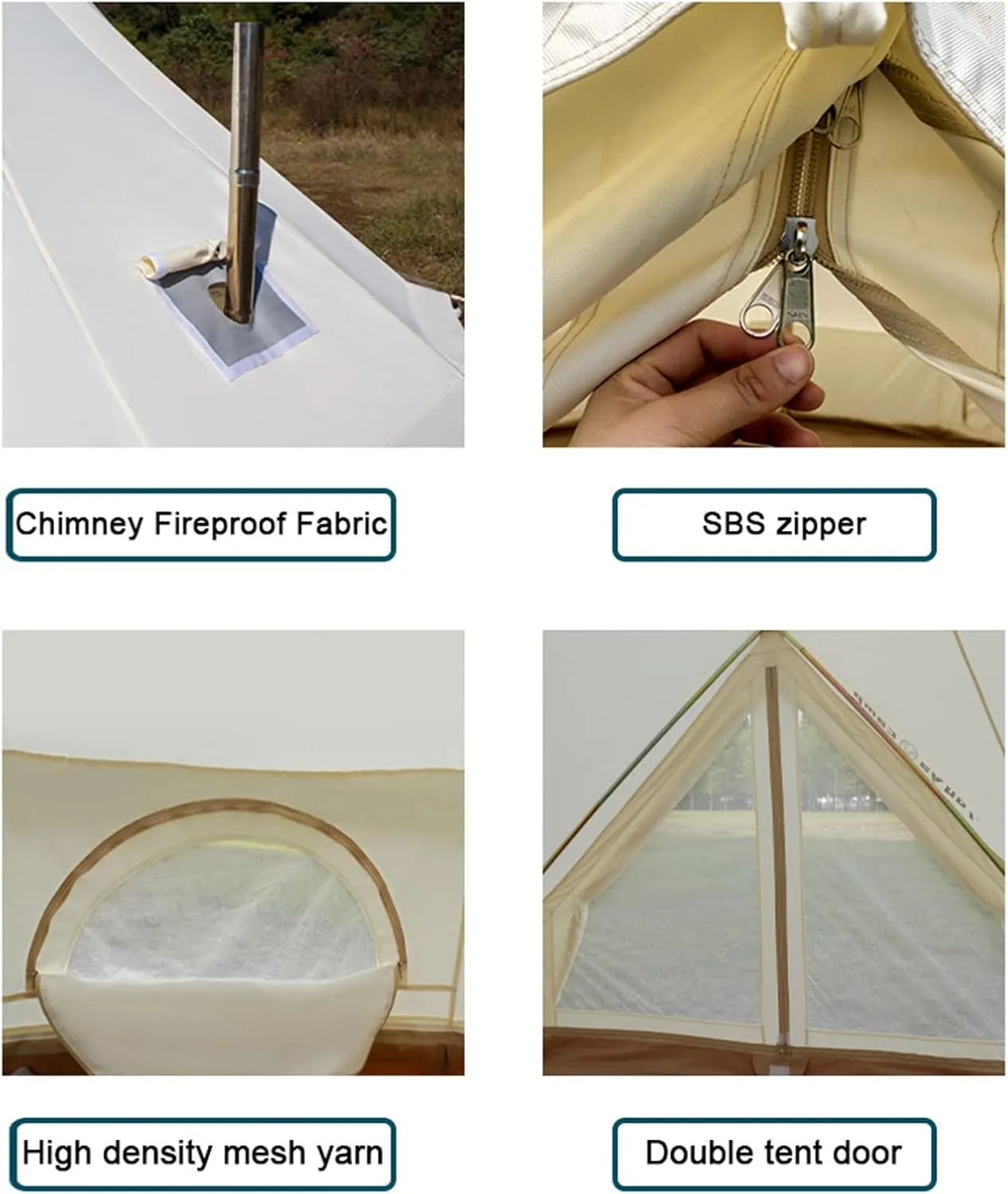 Bell Tent - Luxury All Season Tent for Camping & Glamping Made from Premium & Breathable 3/4m Yurt Tent for Family Camping