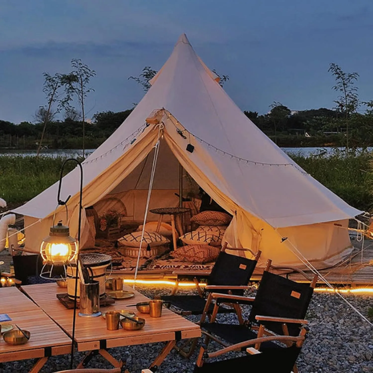 Bell Tent - Luxury All Season Tent for Camping & Glamping Made from Premium & Breathable 3/4m Yurt Tent for Family Camping