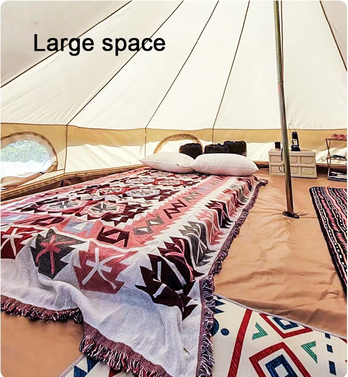 Bell Tents W/Stove Jacks for 4 Season Family Camping, Waterproof Luxury Glamping Yurts Tent Luxury Tipi Tent for Fishing Camping Hunting