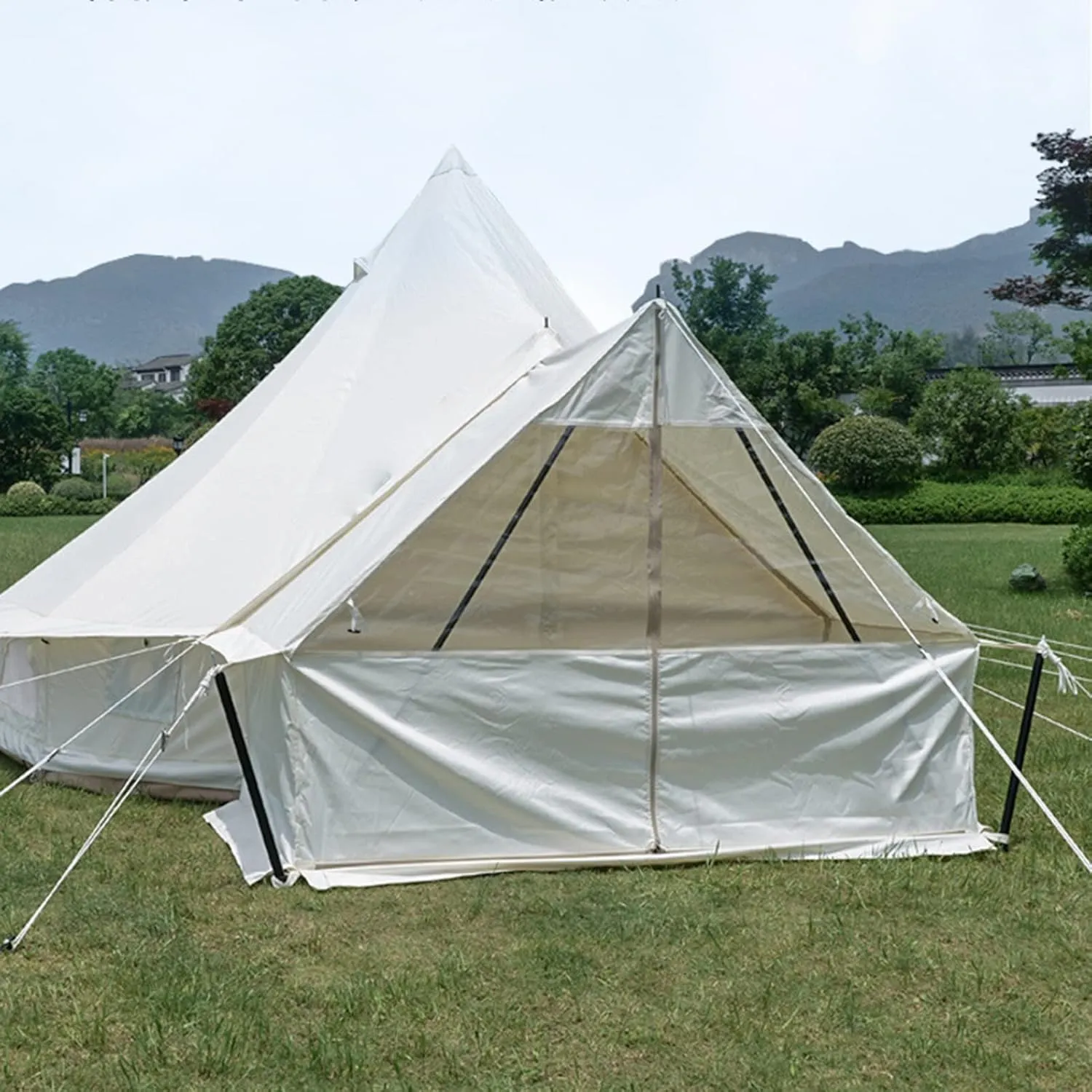 Bell Tents W/Stove Jacks for 4 Season Family Camping, Waterproof Luxury Glamping Yurts Tent Luxury Tipi Tent for Fishing Camping Hunting