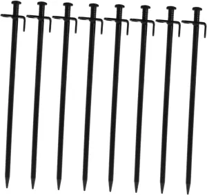 BESPORTBLE 8pcs Heavy Duty Steel Tarp Hooks Ground Stakes 10 Inch Carbon Steel Tent Pegs for Camping Outdoor Snowfield Grassland