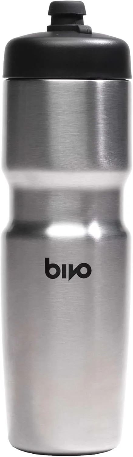 Bivo Trio 21oz Insulated Stainless Steel Bike Water Bottle - for Cycling - Fits Most Cages, Dishwasher Safe - Keeps Drinks Cold 12  Hours - Raw