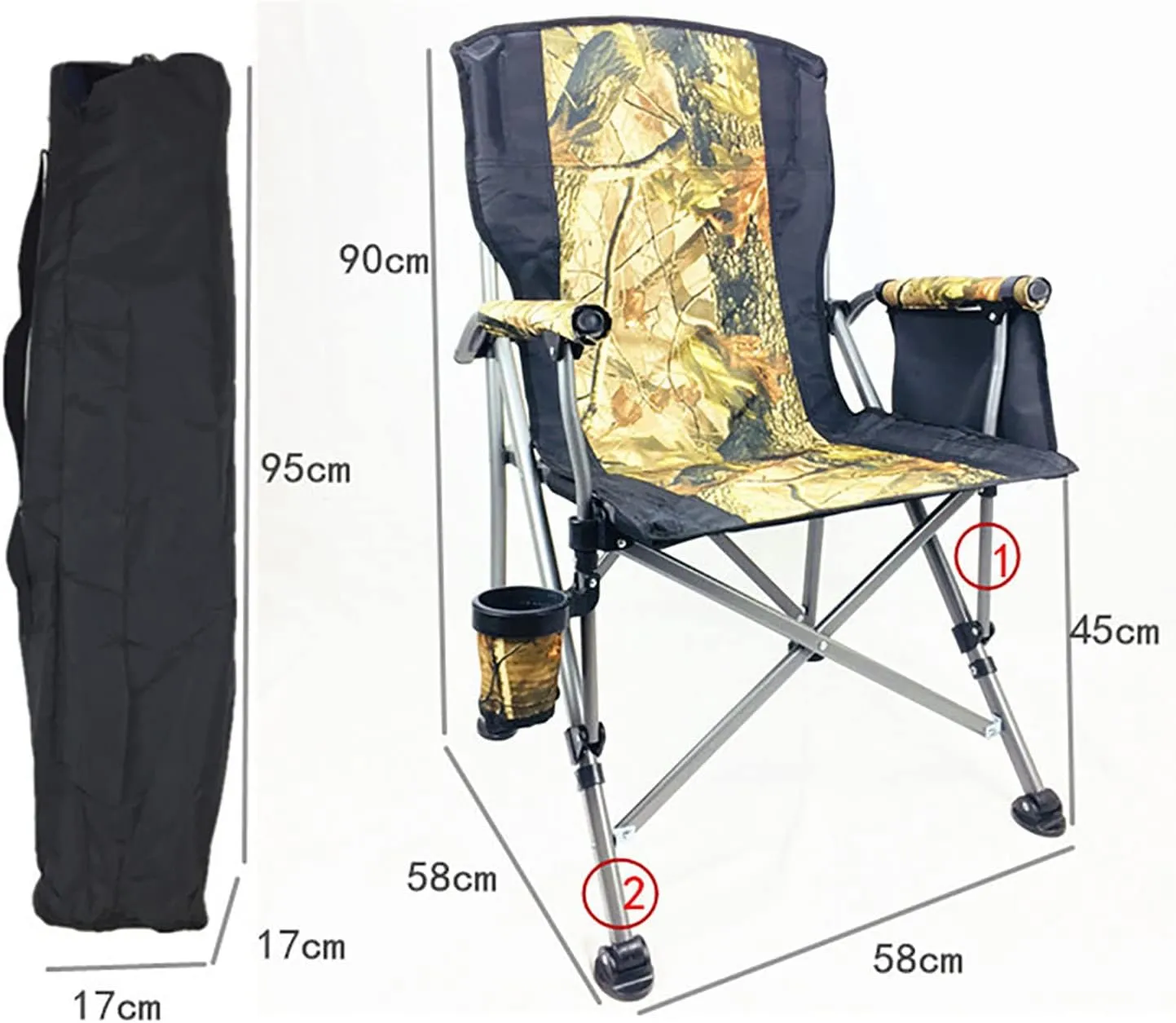 BK&MF Outdoor Folding Portable Camping Chair,Reclining Folding Chair Comfortable Stable Compact Beach Camp Chair for Storage and Travel,D,90x58x58cm(35x23x23inch)