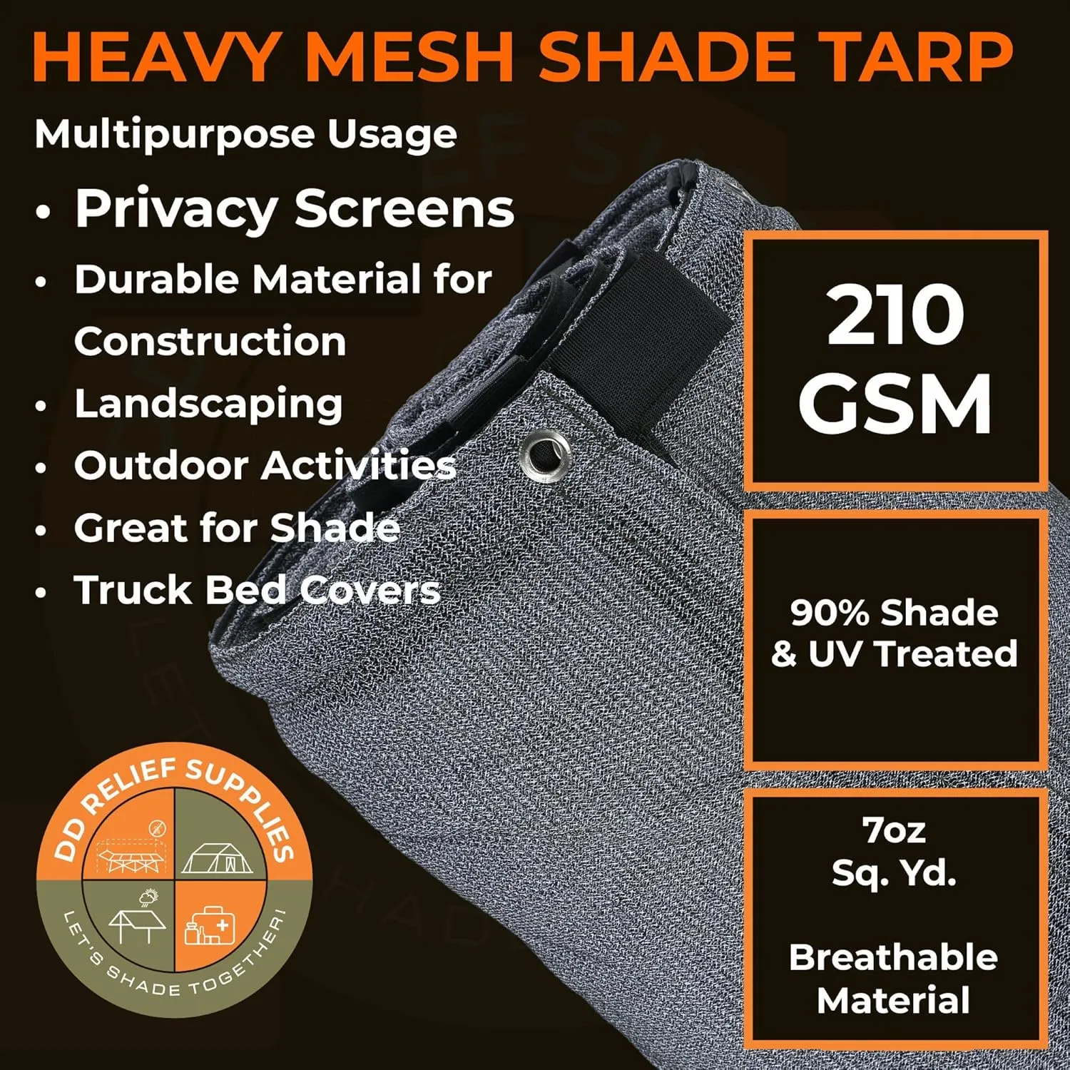 Black 90% Garden Shade Net, 20' X 20' Durable Mesh Tarp with Grommets, Garden Sunblock Shade Net Shading Antifreezing for Construction Debris Cover Plants Cover, Greenhouse
