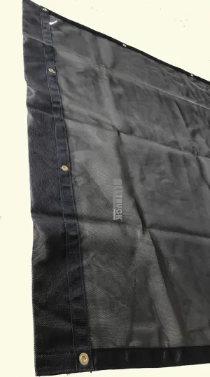 Black Mesh Truck & Trailer Tarp w/2" webbing in hems and brass grommets (7'6'' x 18')