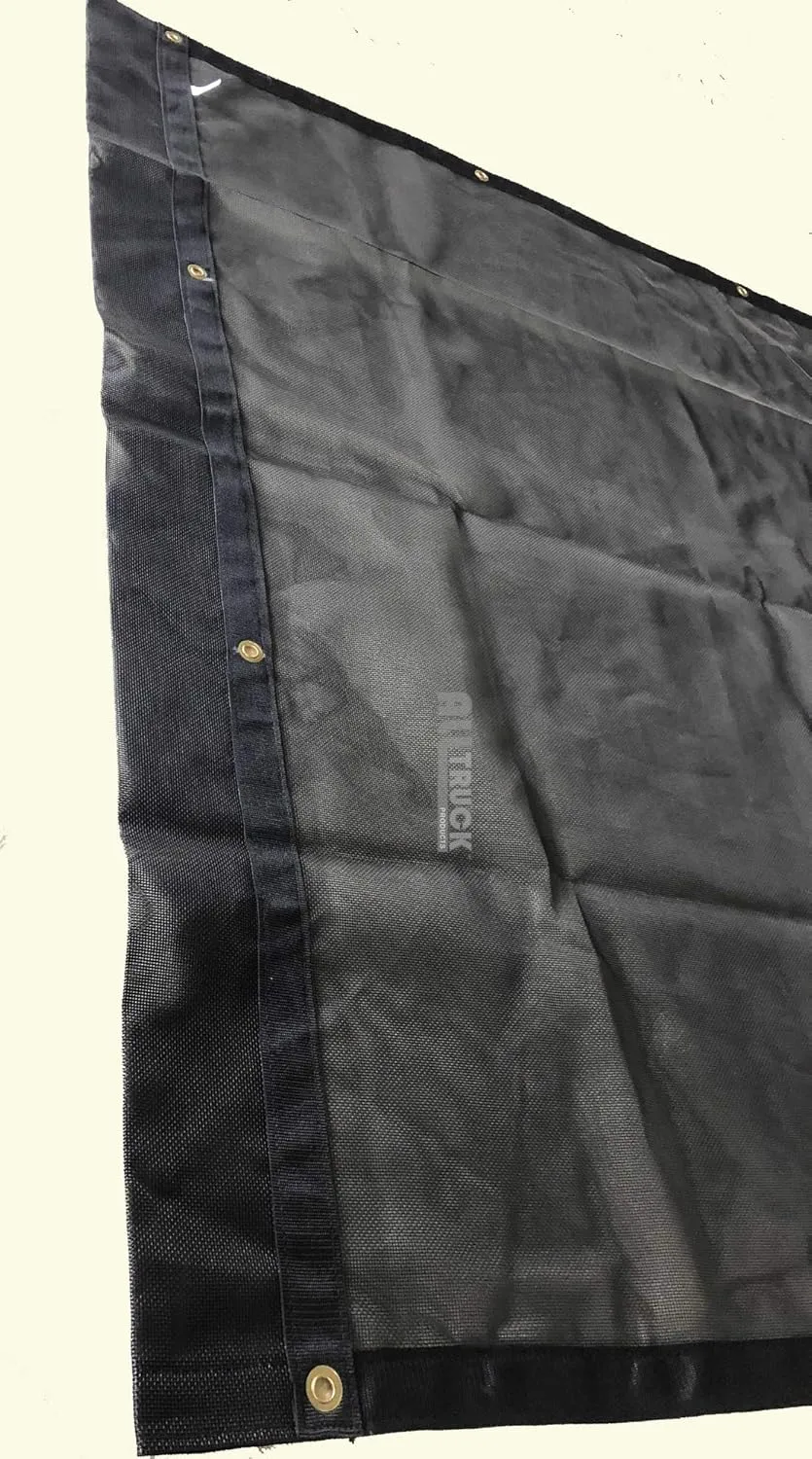 Black Mesh Truck & Trailer Tarp w/2" webbing in hems and brass grommets (7'6'' x 18')