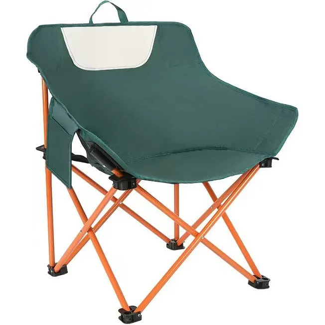 Black Outdoor Folding Camping Chair - Portable Lounge Chair, Lightweight Beach Chair