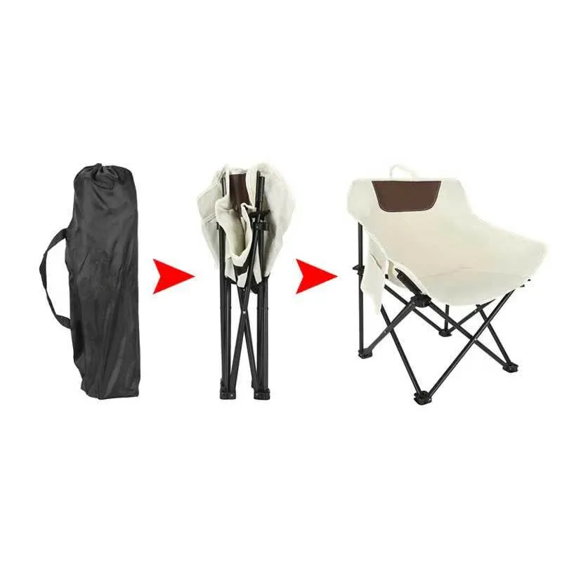 Black Outdoor Folding Camping Chair - Portable Lounge Chair, Lightweight Beach Chair