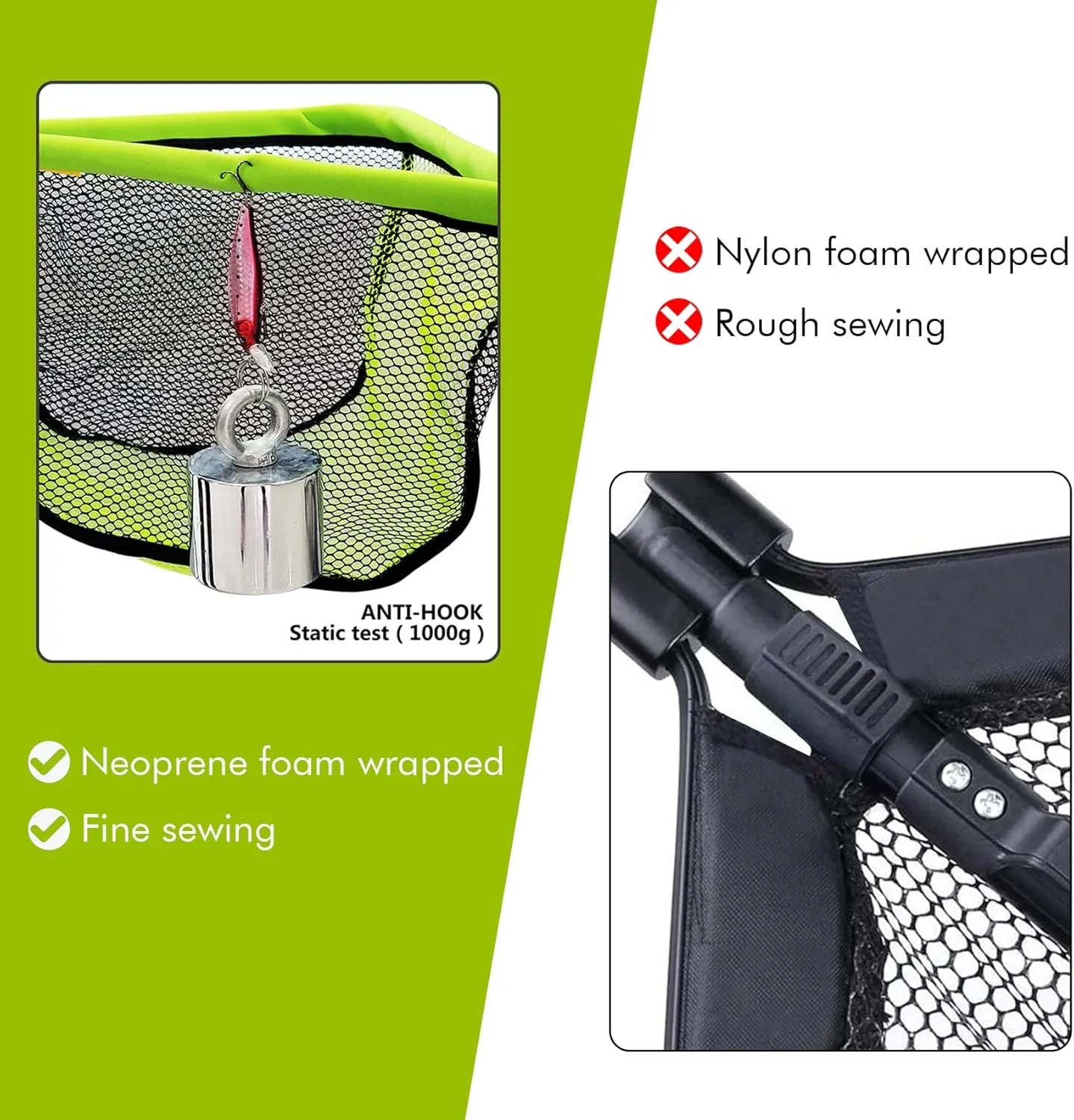 Black Paw Floating Fishing Net Foldable Telescopic Fish Landing Net Rubber Coated Fishing Net for Kayak, Fly, Trout, Fishing Net Freshwater Saltwater