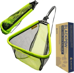 Black Paw Floating Fishing Net Foldable Telescopic Fish Landing Net Rubber Coated Fishing Net for Kayak, Fly, Trout, Fishing Net Freshwater Saltwater