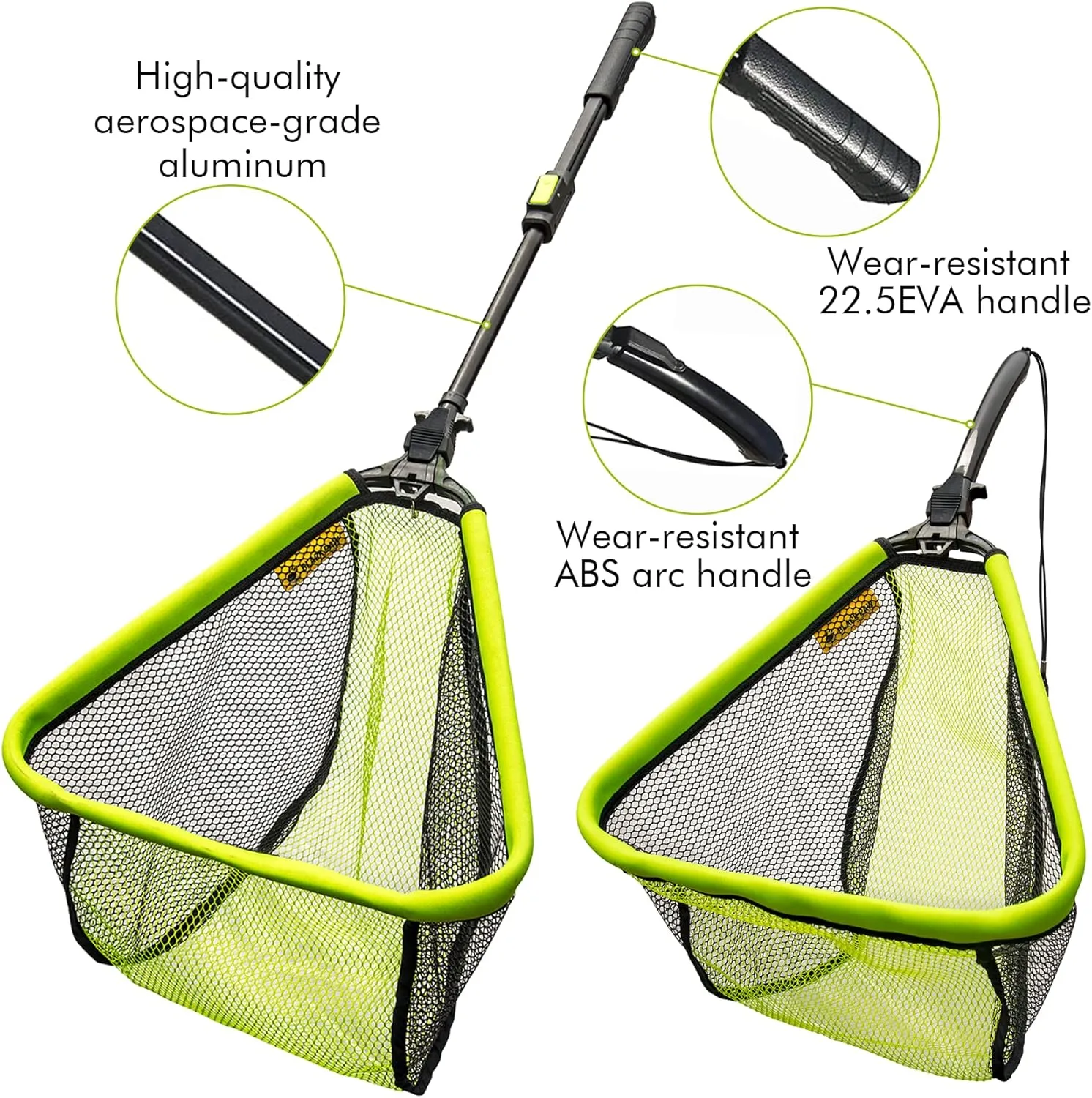 Black Paw Floating Fishing Net Foldable Telescopic Fish Landing Net Rubber Coated Fishing Net for Kayak, Fly, Trout, Fishing Net Freshwater Saltwater