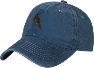 Black Raven Trucker Hat for Men Women Denim Baseball Cap Dad Hat Golf Hats
