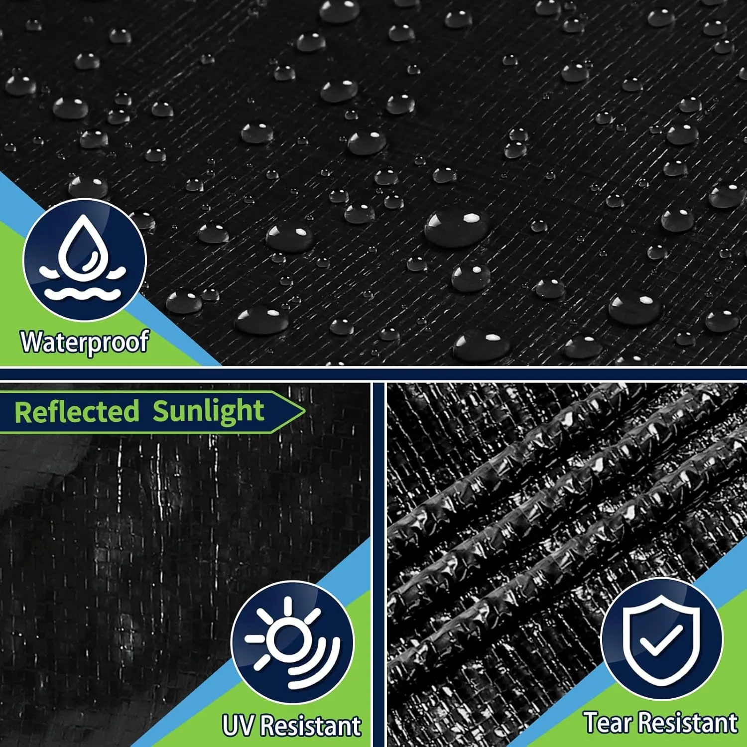 Black Tarps Heavy Duty Waterproof 30x40, 12 Mil Thick, High Durability, Rip and Tear Resistant with Metal Grommets Every 20 Inches