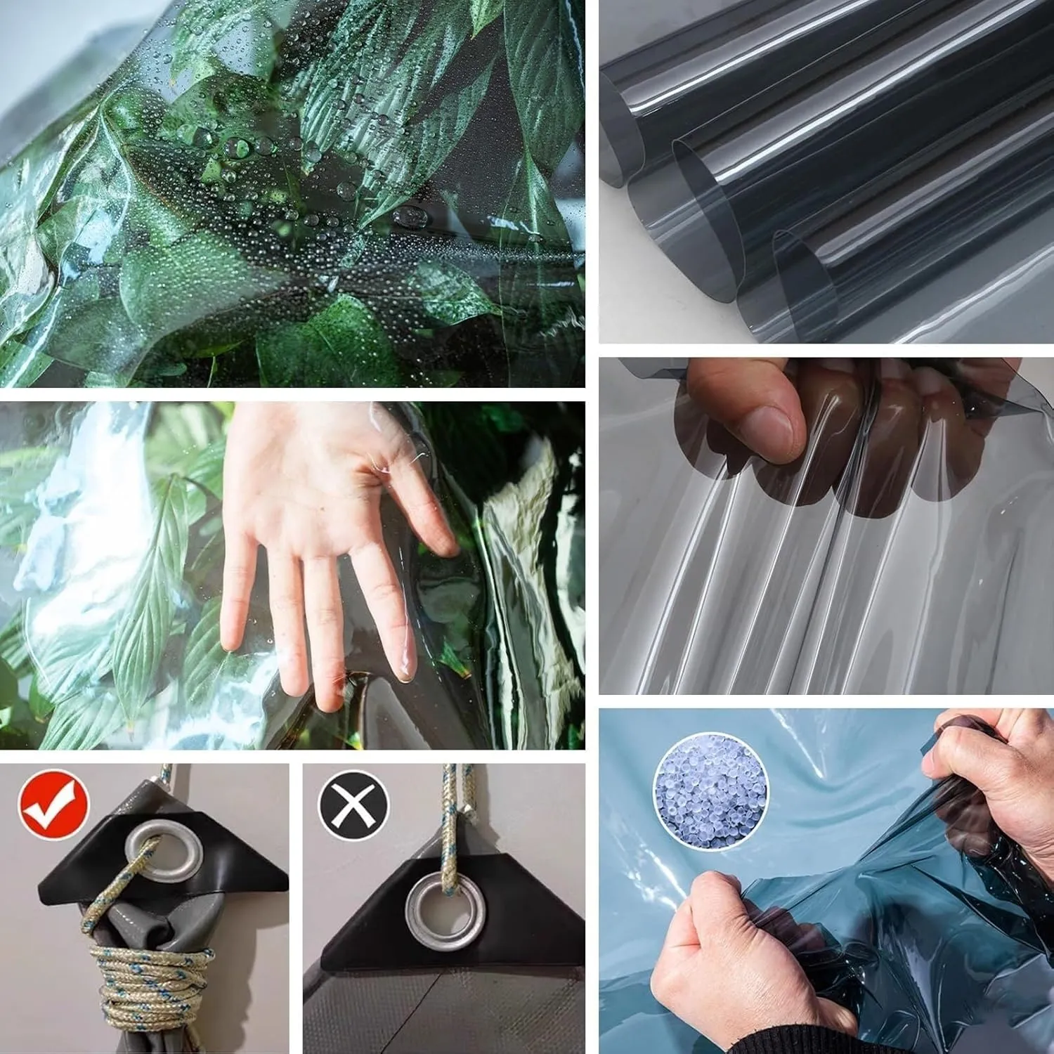 Black Translucent PVC Tarpaulin 1.2x3m, 400g/m² Waterproof Tarp Cover with Reinforced Grommets for Greenhouses, Outdoor Protection(1.5x1.8m)