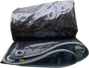 Black Translucent PVC Tarpaulin 1.2x3m, 400g/m² Waterproof Tarp Cover with Reinforced Grommets for Greenhouses, Outdoor Protection(1.5x1.8m)