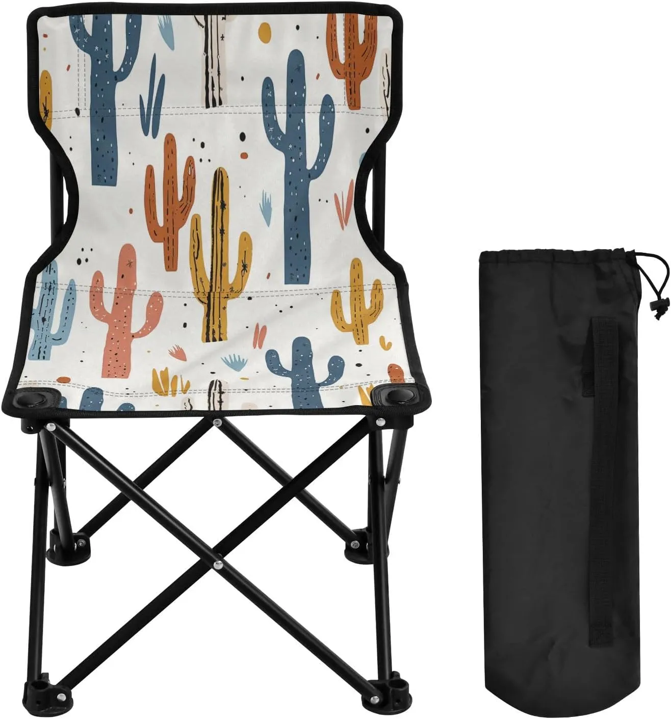 Blue Cactus Portable Outdoor Folding Chair Anti-Slip Padded Oxford Cloth Stool Camping Chair Small for Beach Hiking Fishing Gardening Quad Camp Chair