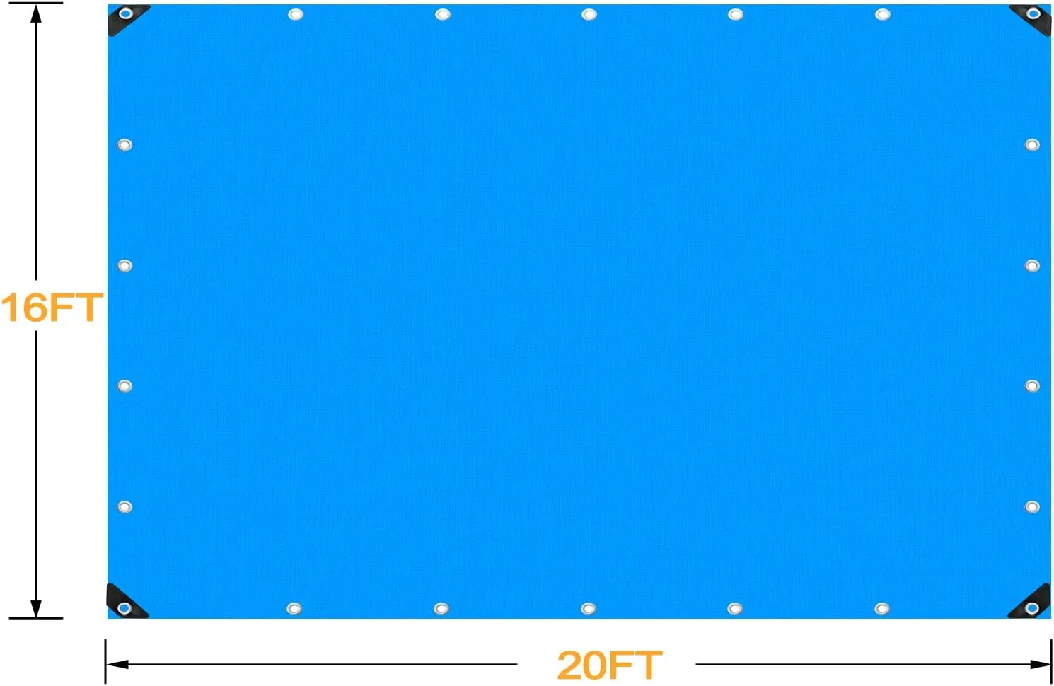 Blue Tarp, Tarps Heavy Duty Waterproof 16x20, Waterproof Plastic Poly 16 Mil Thick Tarpaulin with Metal Grommets Every 19.5 Inches - Emergency Rain Shelter, Outdoor Cover, and Camping Use