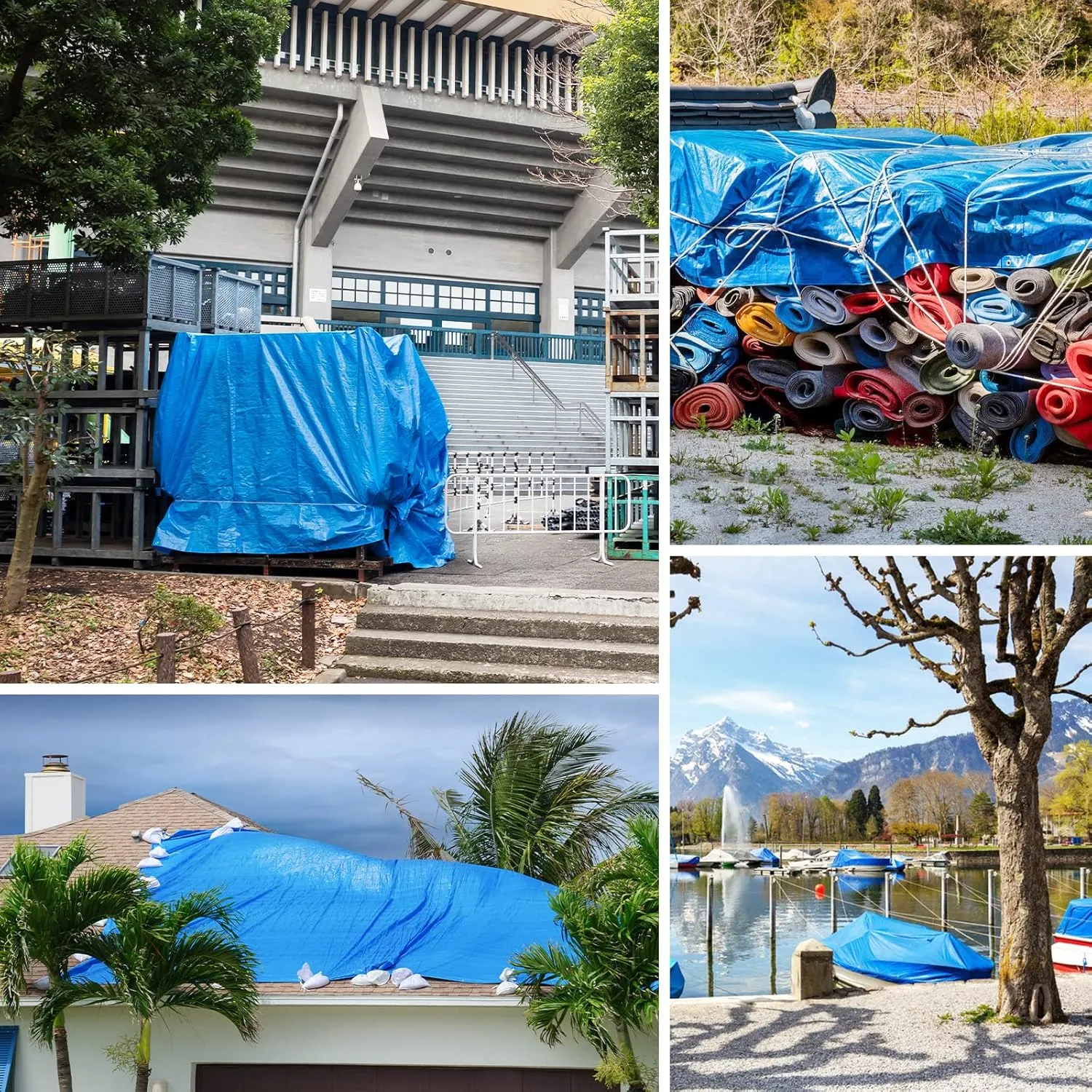 Blue Tarp, Tarps Heavy Duty Waterproof 16x20, Waterproof Plastic Poly 16 Mil Thick Tarpaulin with Metal Grommets Every 19.5 Inches - Emergency Rain Shelter, Outdoor Cover, and Camping Use