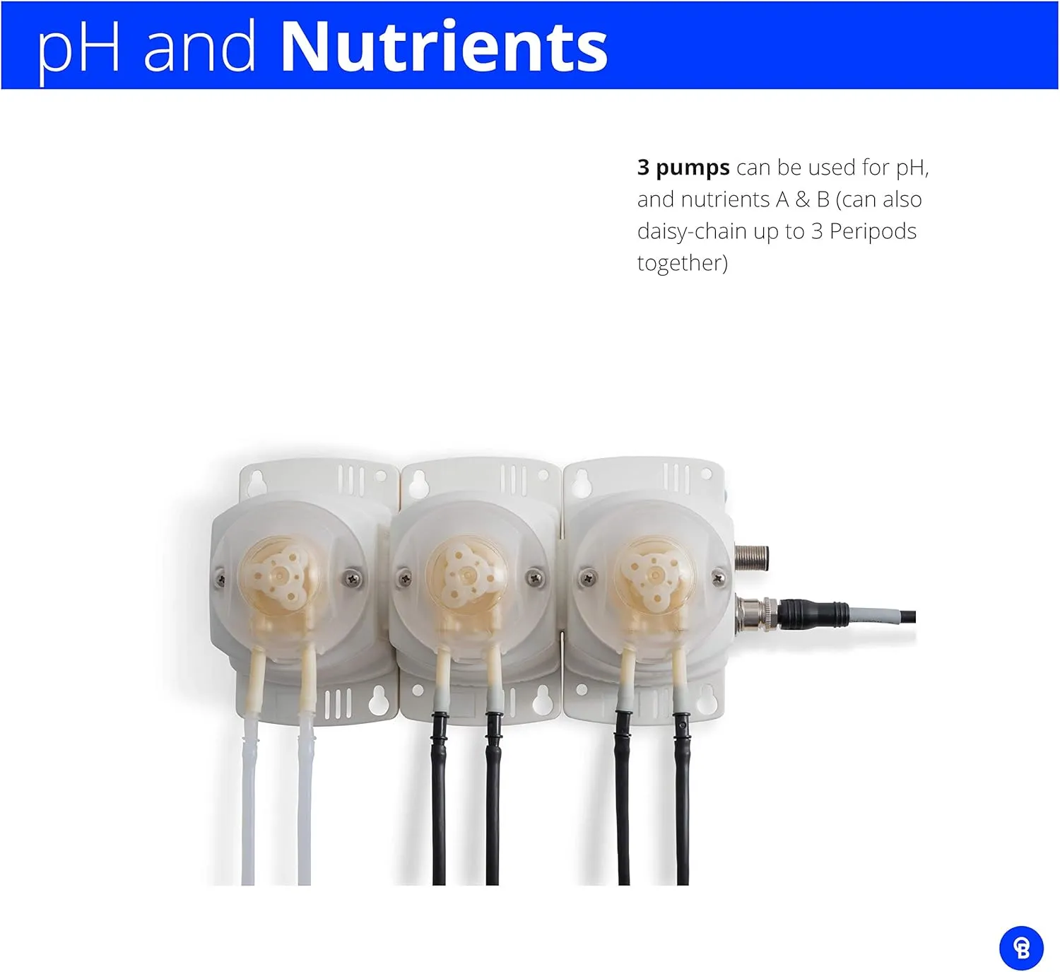 Bluelab PERIPODM3 Peripod M3 for Pro Controller, Dosing for pH and Nutrient, 3 Pumps with Accessories (Pro Controller Sold Separately), Tool for Hydroponic System and Indoor Plant Grow