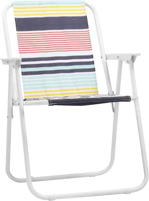 Bonnlo Folding Camping Chair, Affordable Durable Comfortable Extra-Wide Sturdy Supports Up to 220 lbs (100 kg), for Patio Beach Poolside Garden, Colorful Striped