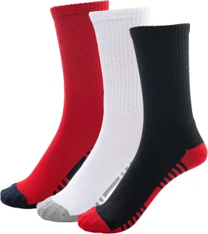 Boys Girls Bamboo Crew Cushioned Athletic Socks with Seamless Toe- 3 Pairs