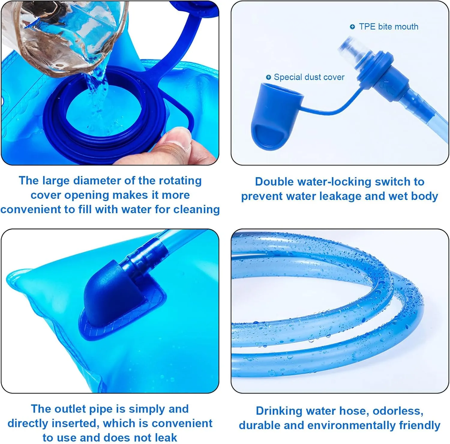 BPA-Free Camping Water Bladder with Straw，Water Bladder for Hiking Backpack，Cycling Bladder for Hydration Pack，Foldable