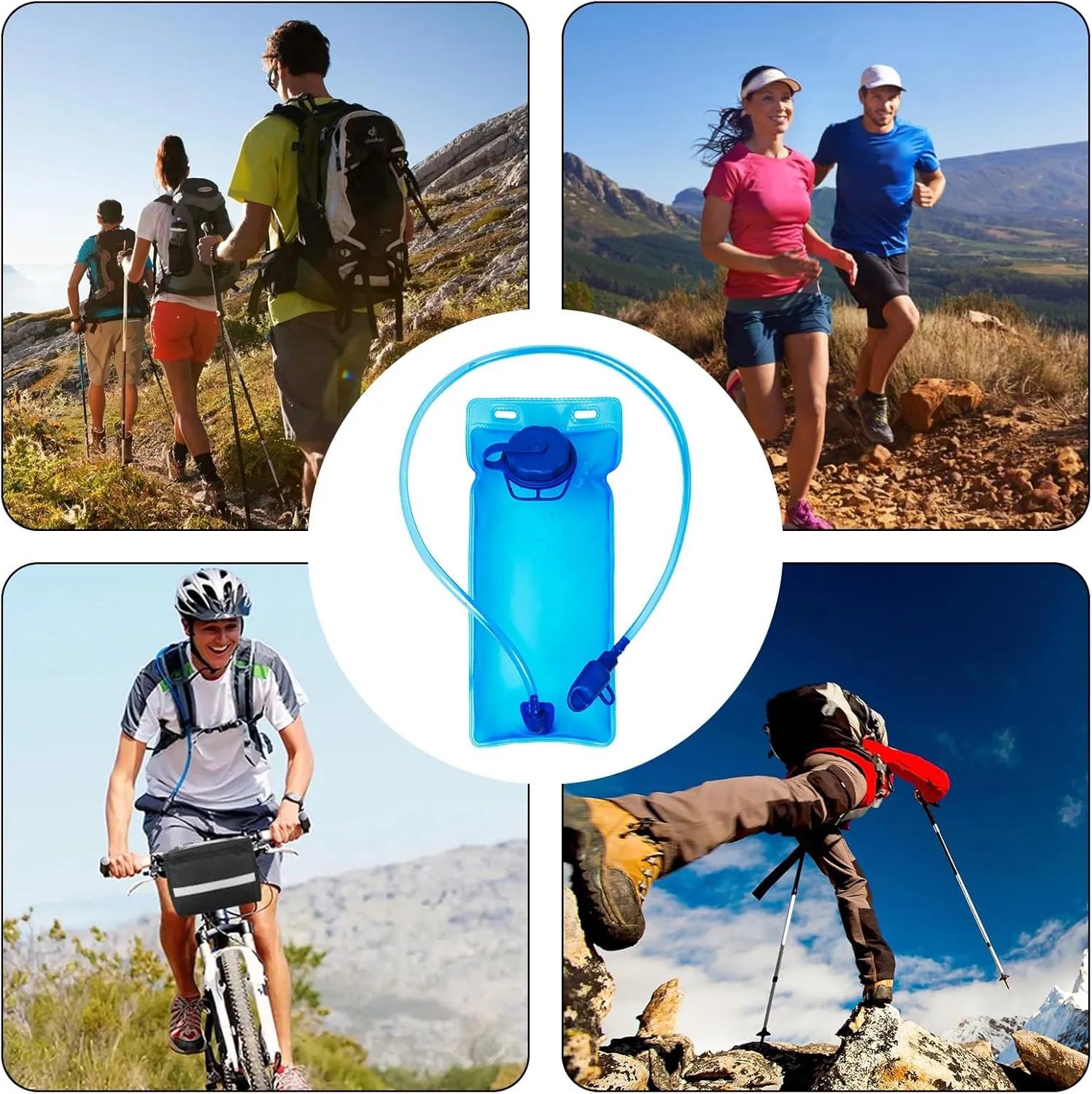 BPA-Free Camping Water Bladder with Straw，Water Bladder for Hiking Backpack，Cycling Bladder for Hydration Pack，Foldable