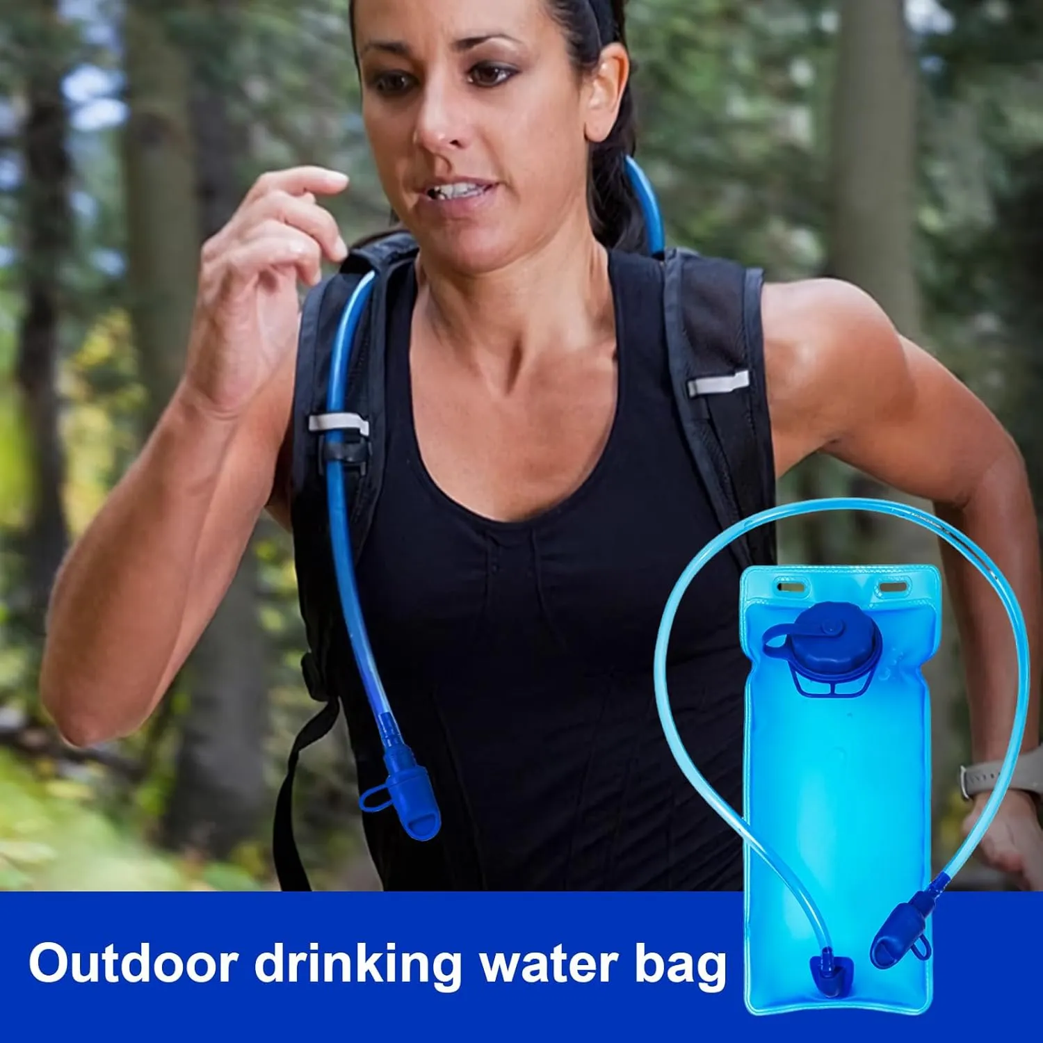 BPA-Free Camping Water Bladder with Straw，Water Bladder for Hiking Backpack，Cycling Bladder for Hydration Pack，Foldable
