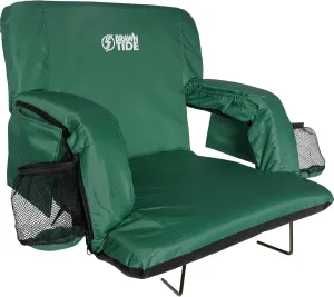 BRAWNTIDE Stadium Seat with Back Support - Comfy Cushion, Thick Padding, 2 Steel Bleacher Hooks, 4 Pockets, 2 Cup Holders, Reclining Back, Ideal Chair for Sport Events, Beaches, Camping, Concerts