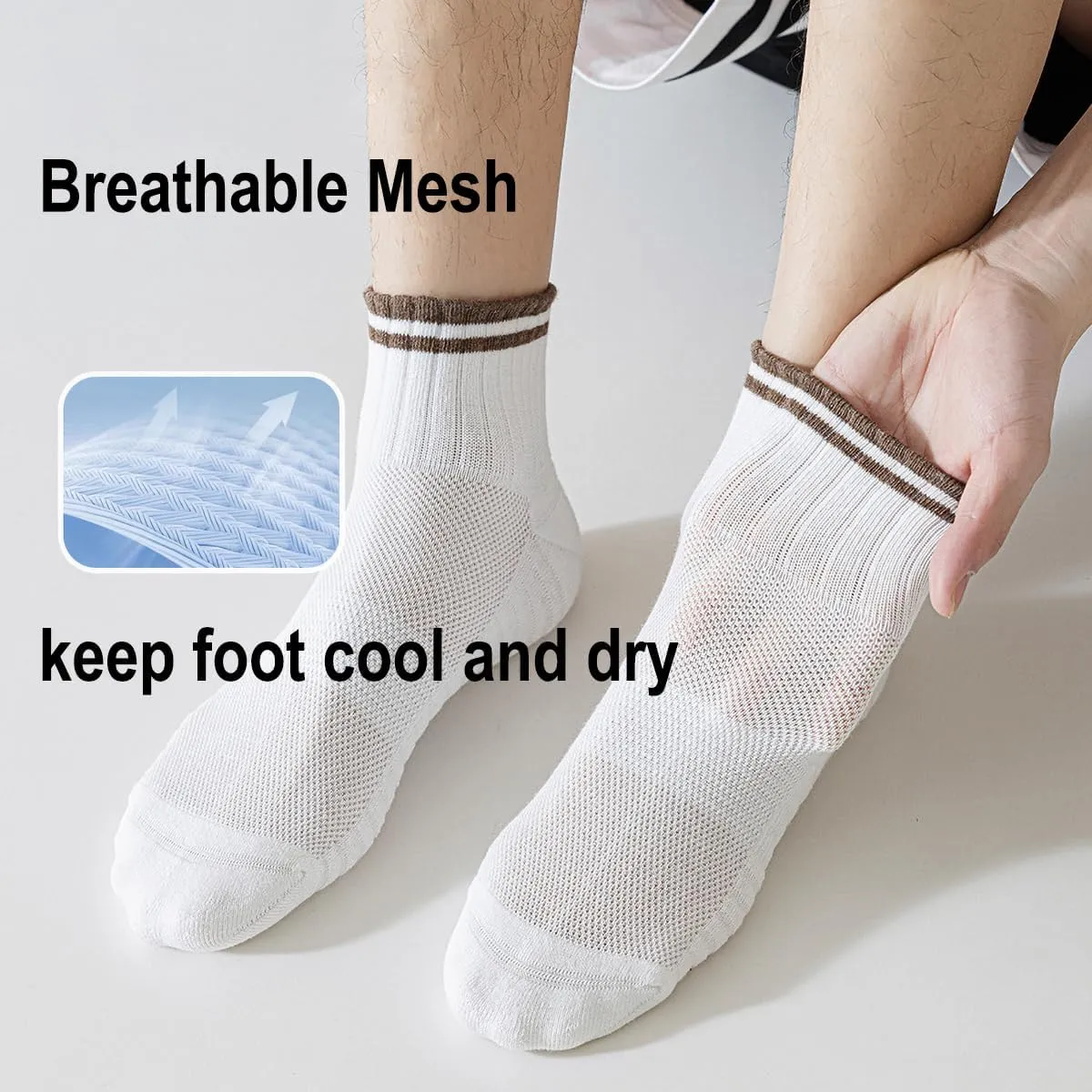 Breathable Cotton Ankle Running Socks, Lightweight Cushioned Low Cut Athletic Socks