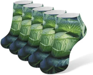 Bright Cabbage Ankle Socks for Men & Women, 5 Pairs Breathable Soft Low Cut Socks, Stretch Sweat Wicking Sox