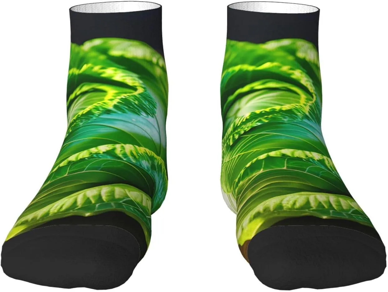 Bright Cabbage print Men's Athletic Sports Crew, Cushioned Crew Socks Outdoor Sports Socks for Women