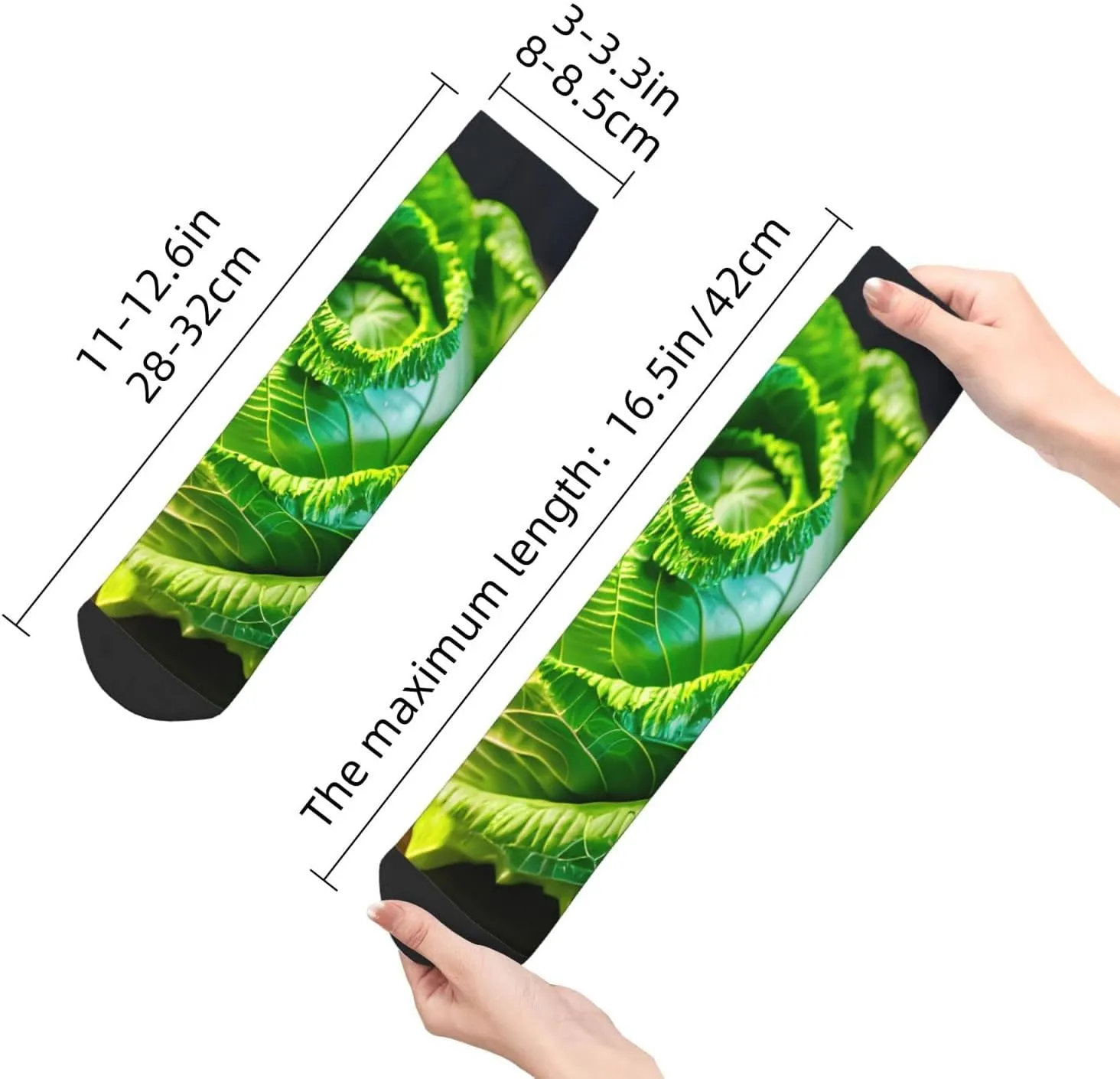 Bright Cabbage print Men's Athletic Sports Crew, Cushioned Crew Socks Outdoor Sports Socks for Women