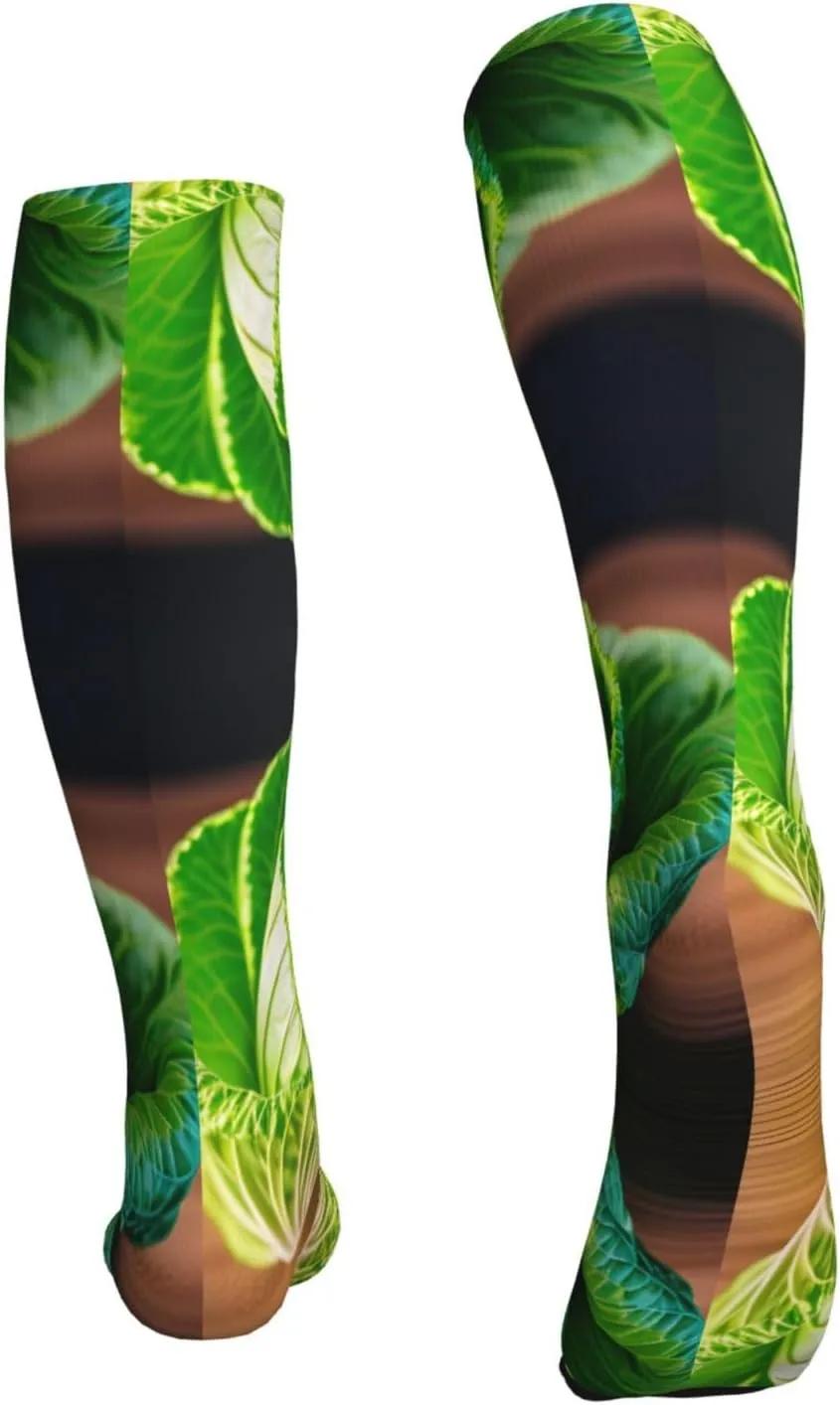 Bright Cabbage Print Unisex Long Socks,Athletic Compression Socks,For Running,Football And Everyday Wear