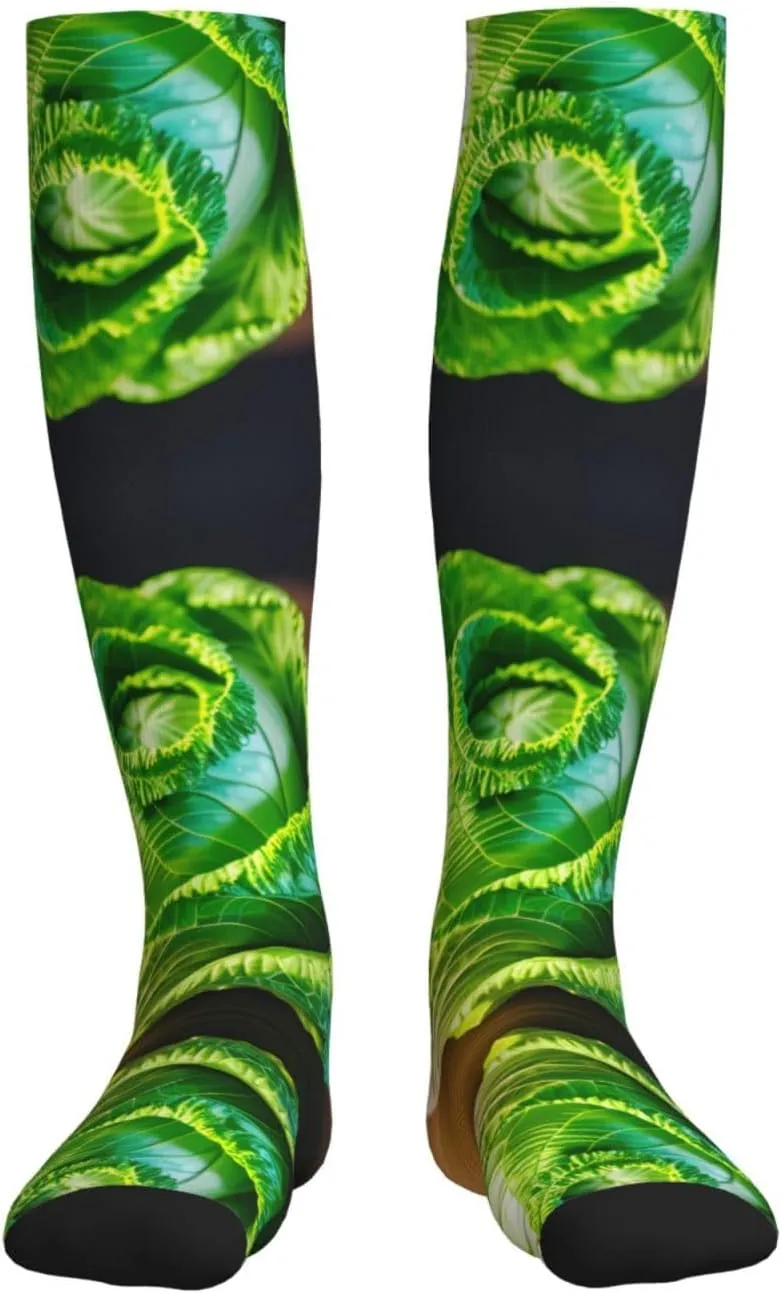 Bright Cabbage Print Unisex Long Socks,Athletic Compression Socks,For Running,Football And Everyday Wear