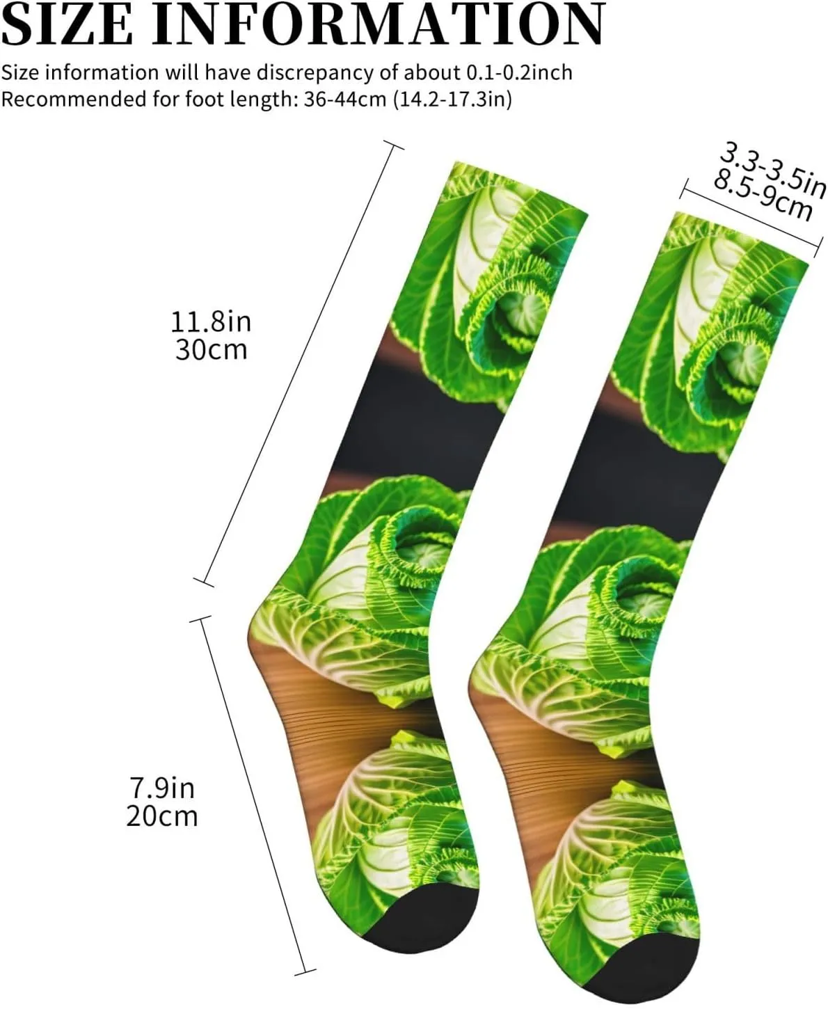 Bright Cabbage Print Unisex Long Socks,Athletic Compression Socks,For Running,Football And Everyday Wear