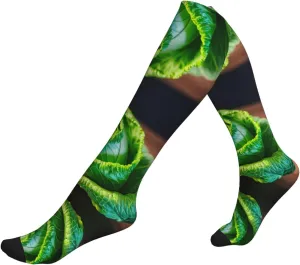 Bright Cabbage Print Unisex Long Socks,Athletic Compression Socks,For Running,Football And Everyday Wear