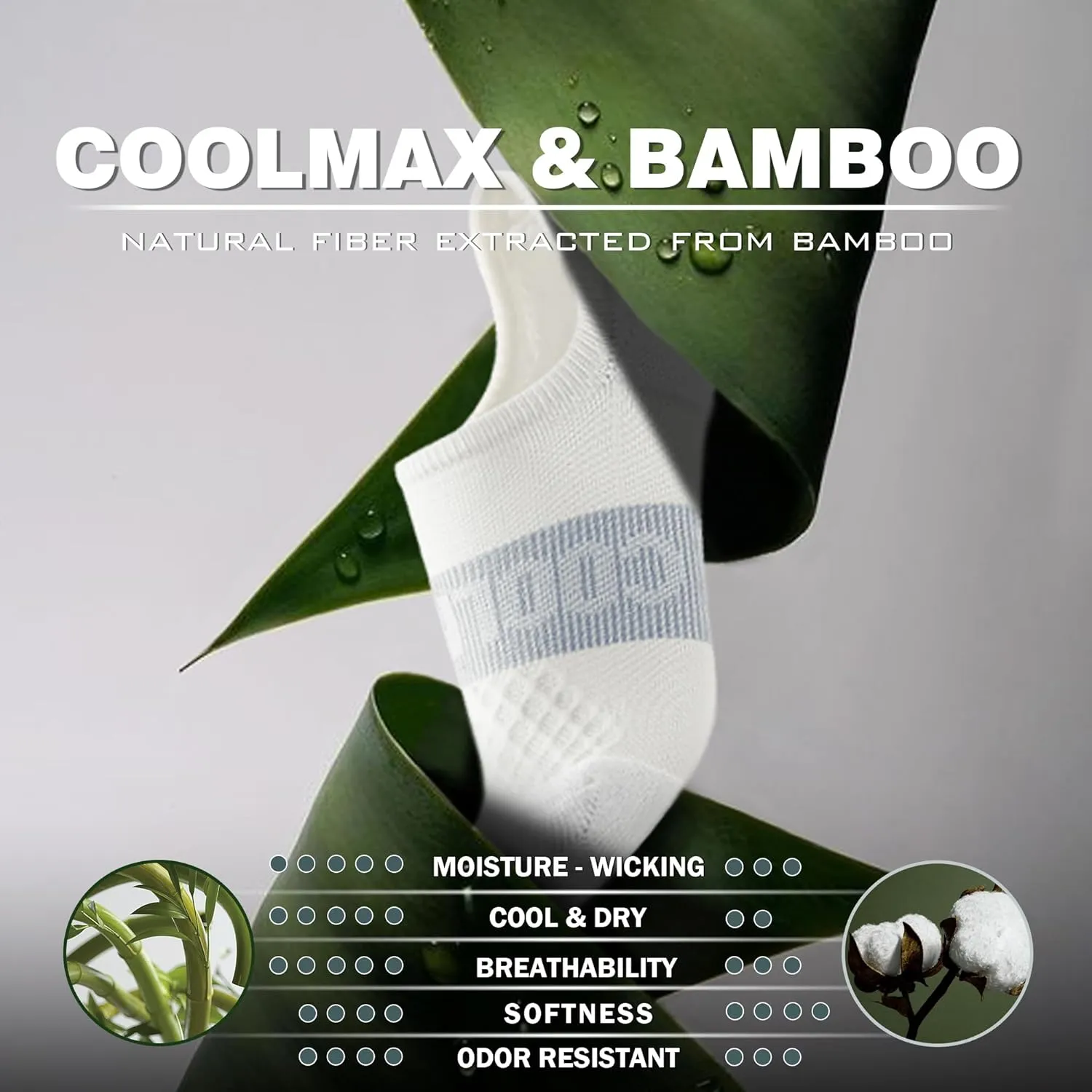 BRISIRA Coolmax Bamboo Viscose Compression No Show Socks Moisture Wicking Cushion Short Low Cut Ankle Athletic Sock for Golf