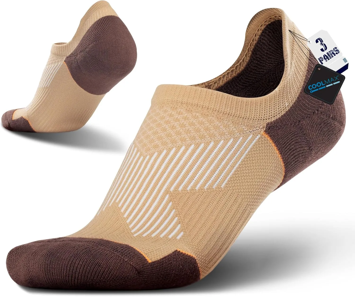 BRISIRA Coolmax Bamboo Viscose Compression No Show Socks Moisture Wicking Cushion Short Low Cut Ankle Athletic Sock for Golf