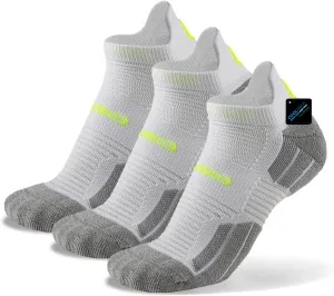BRISIRA Coolmax Bamboo Viscose Compression Running Socks 3 Pairs Ankle Low Cut Athletic Anti Blister Cushioned Seamless