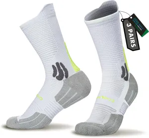 BRISIRA Coolmax Bamboo Viscose Compression Running Socks 3 Pairs Crew Moisture Wicking Anti Blister Athletic Hiking Work Sock