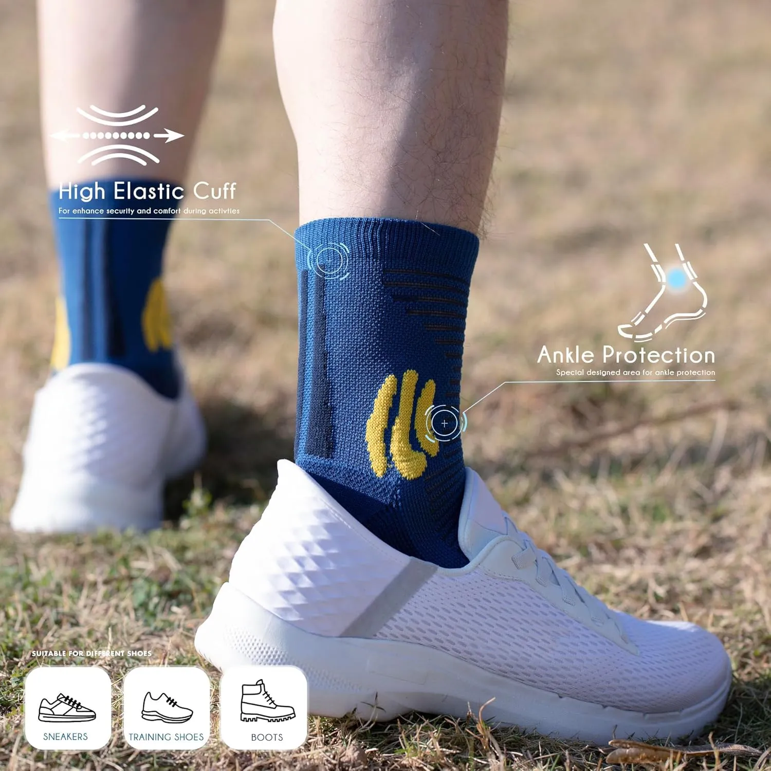 BRISIRA Coolmax Bamboo Viscose Compression Running Socks Quarter Crew Athletic Cushioned Breathable Anti Blister&Sweat&Odor