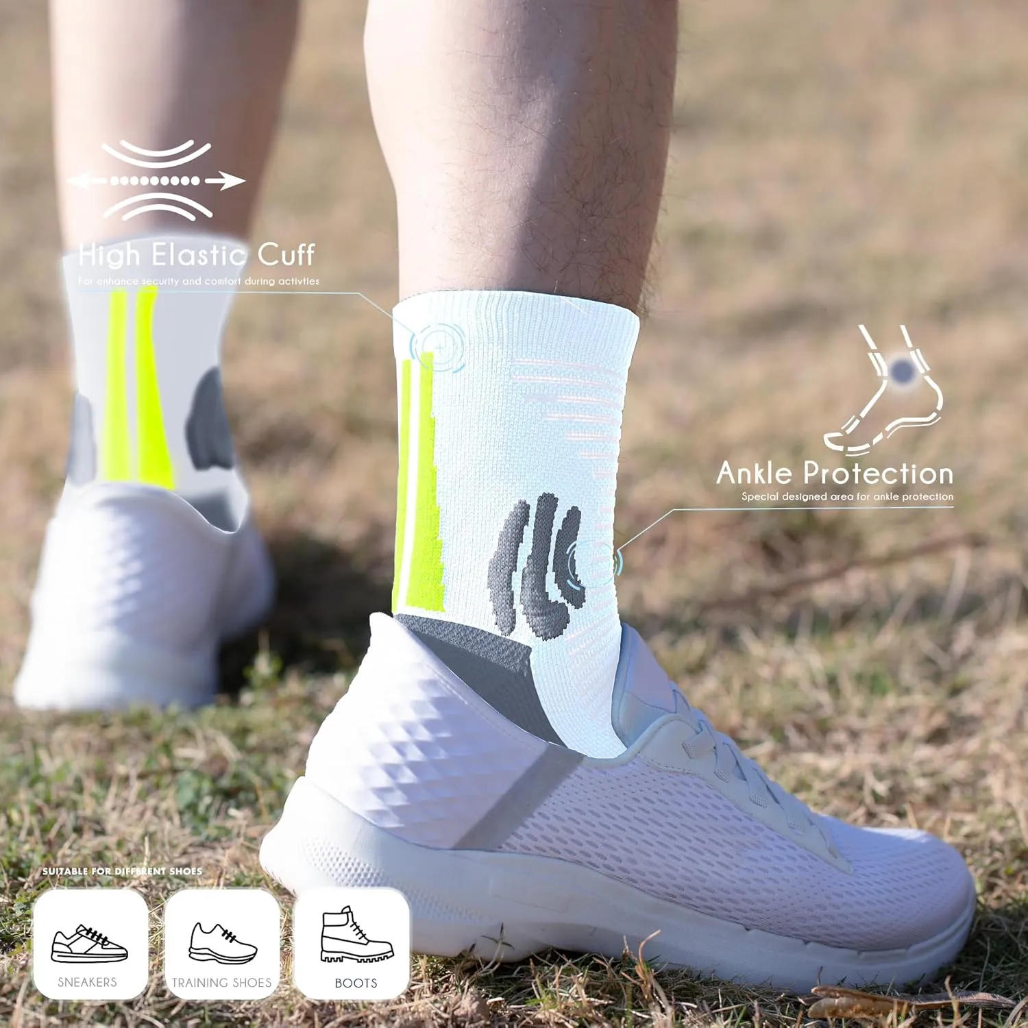 BRISIRA Coolmax Bamboo Viscose Compression Running Socks Quarter Crew Athletic Cushioned Breathable Anti Blister&Sweat&Odor