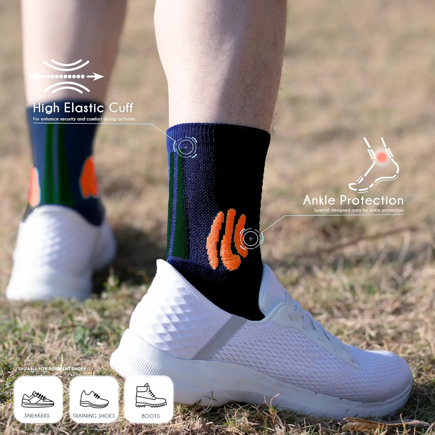 BRISIRA Coolmax Bamboo Viscose Compression Running Socks Quarter Crew Athletic Cushioned Breathable Anti Blister&Sweat&Odor