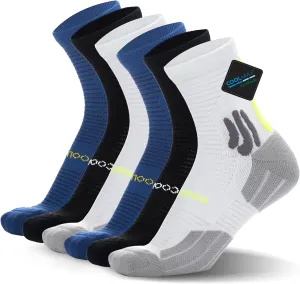 BRISIRA Coolmax Bamboo Viscose Compression Running Socks Quarter Crew Athletic Cushioned Breathable Anti Blister&Sweat&Odor