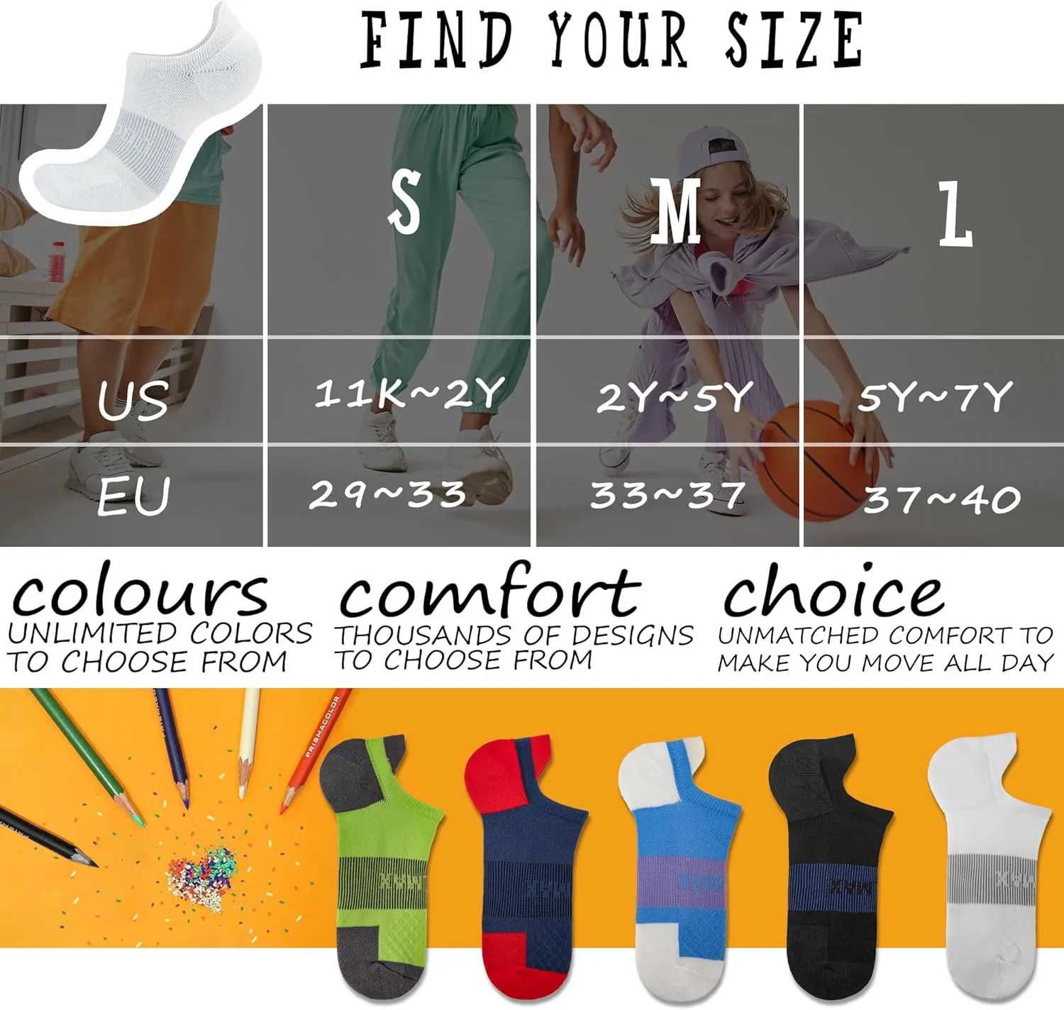 BRISIRA Coolmax Bamboo Viscose Kids No Show Socks Compression Athletic Running Sports Boys Socks Ankle Cushioned for Youth
